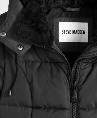 Women's Faux-Fur-Trim Hooded Utility-Pocket Puffer Coat