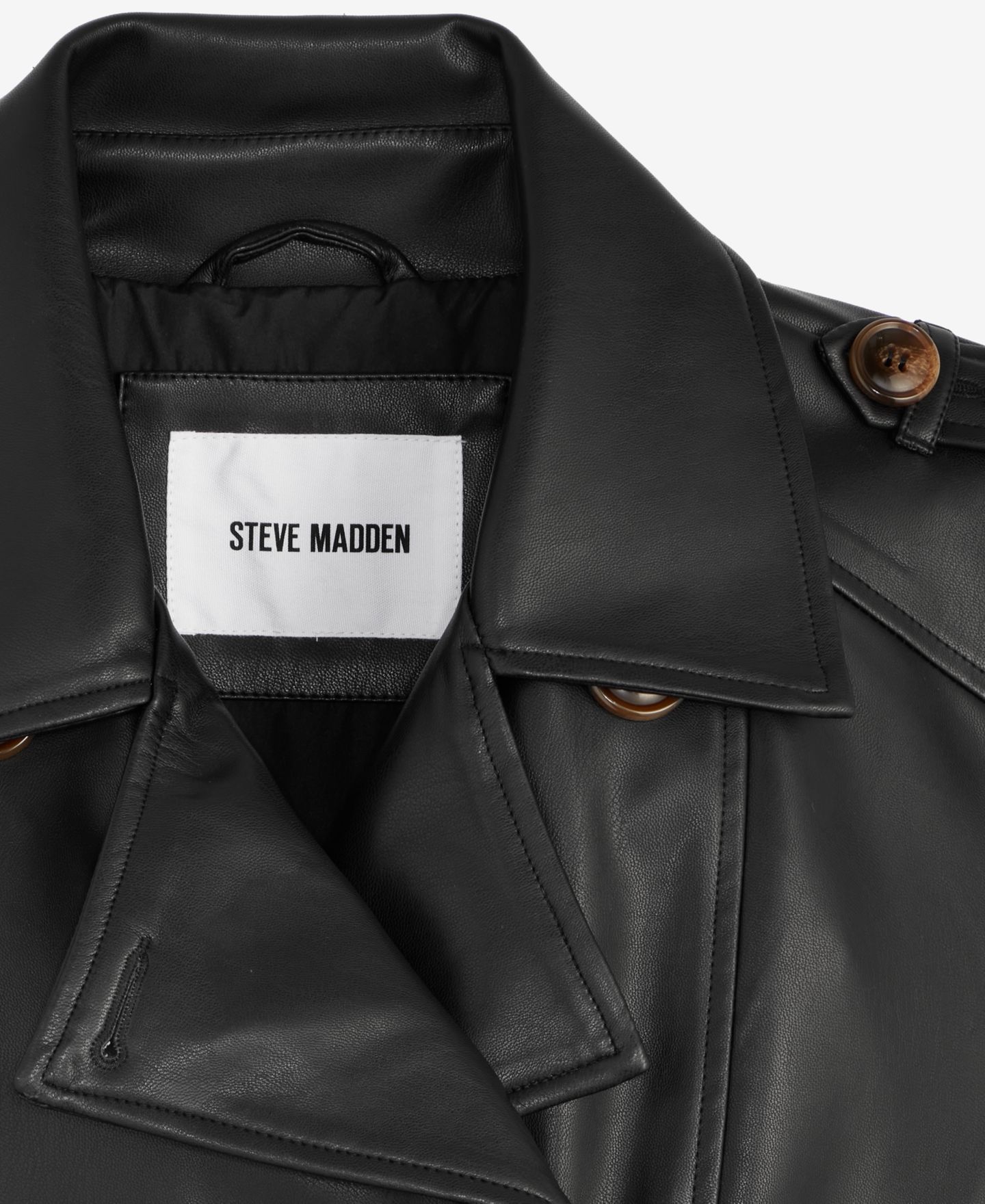 Женская куртка Steve Madden Belted Faux-Leather, цвет: Чёрный — фото 4