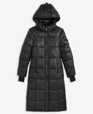 Women's Shiny Hooded Maxi Puffer Coat