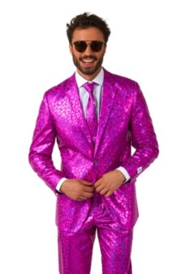 Men's Silver Suit - New Years And Christmas Party Costume - Metallic Shiny Silver - Includes Blazer, Pants and Tie