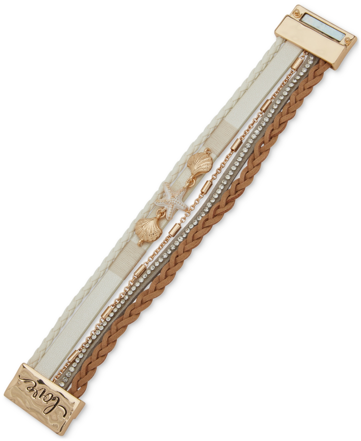 Gold-Tone Sea-Motif Multi-Row Wrap Bracelet - White/Gold