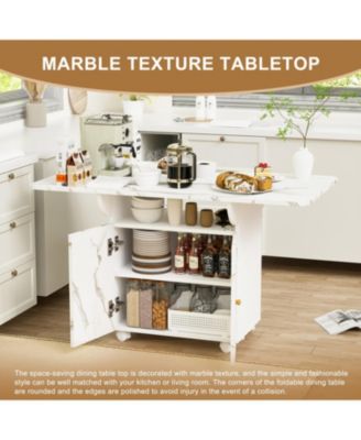 47" Wood Removable Entryway Table with 6 Wheels Folding Dining Table