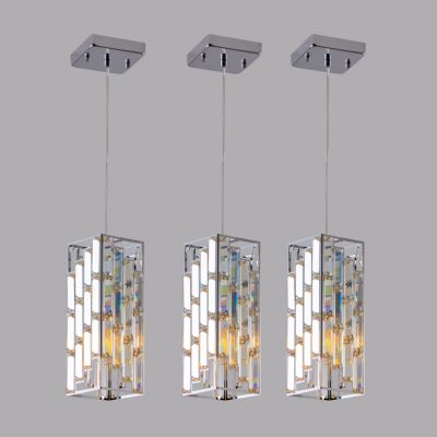 Streamdale Modern Crystal Pendant Light - 3 Pack, Adjustable Hanging Lamp
