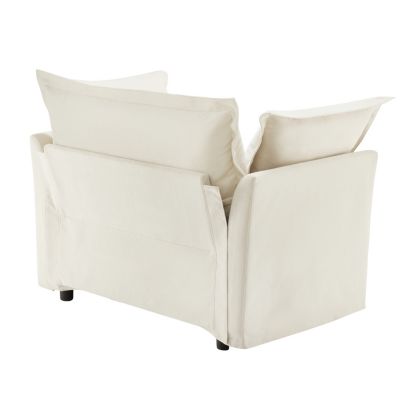 Comfortable Slipcover Armchair with Back Cushion and Toss Pillows