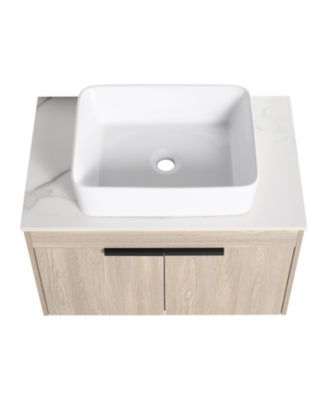 30" Modern Design Float Bathroom Vanity With Ceramic Basin Set