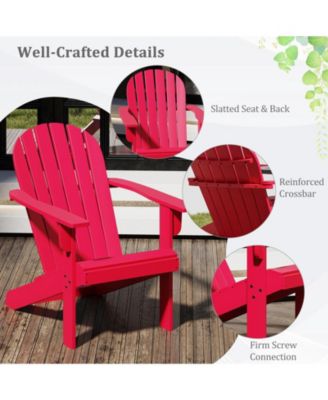 Acacia Wood Lounge Patio Adirondack Chair with Inclined Seat-Red