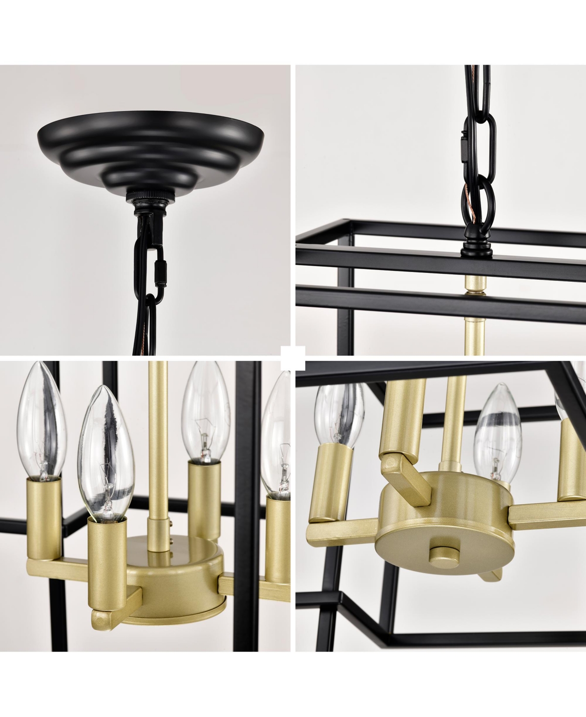 Streamdale 4-Light Tiered Pendant Farm-to-Table Elegance (Matte Black & Gold)