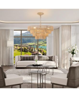 Bohemian style Woven Pendant Light 19.7 Inch Rattan Ligh Large Rattan Pendant Light with 4-Tier Rattan Chandelier