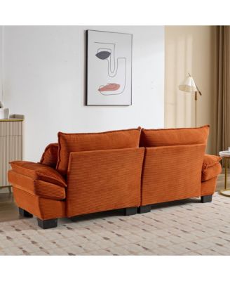 1 Pc. Corduroy Upholstered Comfy Sleeper with Pillows Sofa