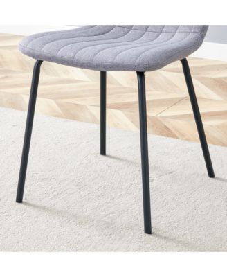 Streamdale Luxury Minimalist Dining Chairs - Set of 4, Black Metal Legs