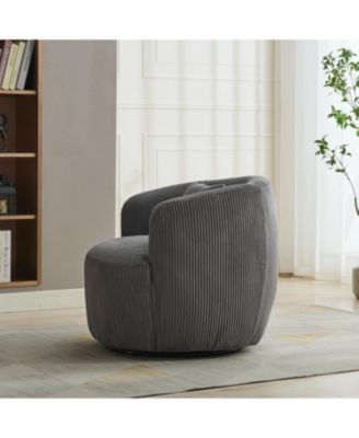 Streamdale 34" Corduroy Swivel Barrel Chair w/ Pillow - Charcoal