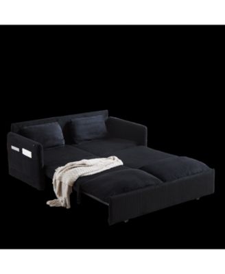 Streamdale 64.5" Fabric Sleeper Sofa – 3-in-1 Pullout Bed with Pillows & Storage Pockets – Convertible Couch