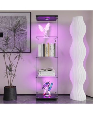 Streamdale LED Glass Display Cabinet, 4 Shelves with Door