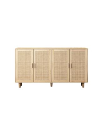 62.20" Elegant and Functional 4-Door Rattan Decorative Storage Cabinet, for Bedroom, Living Room, Office, Easy Assembly(Same SKU:W757133282)