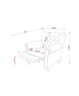 Modern Tufted Push Back Armchair Technical Leather Chair, Adjustable Single Sofa Chair with Sturdy Wood Legs for Bedroom, Living Room, Small Space(Color:Black)