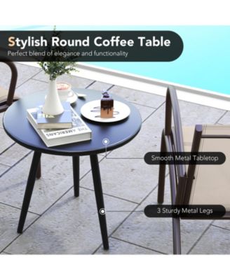 3 Piece Patio Metal Aluminum Wide Armchair and Table Set