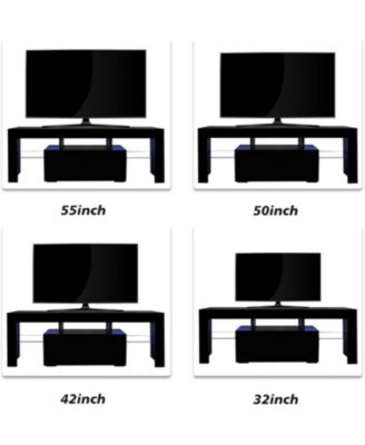 Modern 55" TV Stand with Glass Shelf and Glossy Front