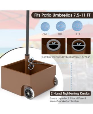 150 Pounds Patio Umbrella Base Stand Wheels Planter Outdoor-Coffee