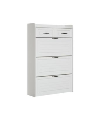 31" Wood 3-Door 2-Drawer Shoe Cabinet 1250 Large Capacity Freestanding Organizer for Entryway & Closet