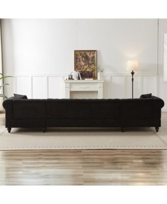 Modern Chenille 3-Piece U-Sofa with Chaise Longue