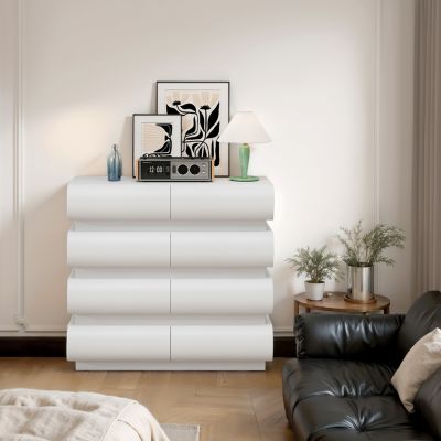 8 Drawer Dresser for Bedroom, White Dresser No Handle, Modern 8 Chest of Drawers with Wide Storage