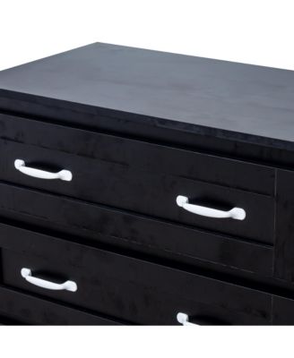 Streamdale Black Side Cabinet with 6 Drawers for Living Room, Bedroom or Hallway