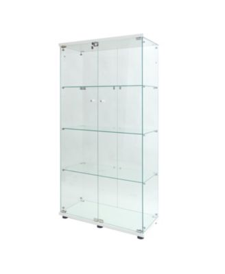 Streamdale LED Glass Display Cabinet with 4 Shelves and Door, 64.7" x 31.7" x 14.3