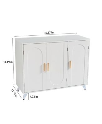 Streamdale Ivory White Sideboard Buffet Cabinet with 3 Doors and Shelves