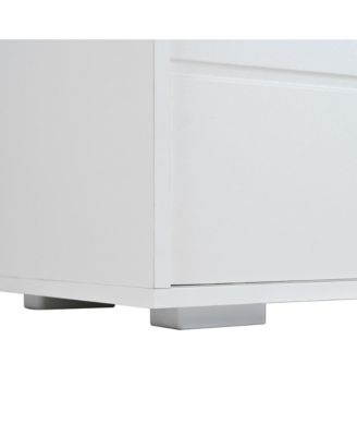 Modern TV Stand with Fluted Glass Sliding Door, Media Console with Storage and LED Backlight (White)