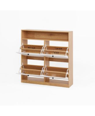 Shoe Storage Cabinet with 4 Flip Drawers and Anti-Tip Fitting