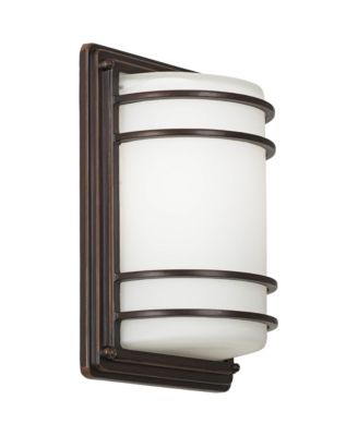 Habitat Modern Outdoor Wall Light Fixtures Set of 2 Rubbed Bronze 11" Opal Glass for Post Exterior Barn Deck House Porch Yard Patio