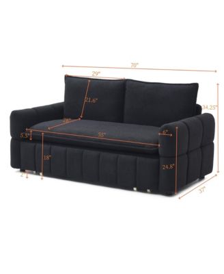 Sleeper Sofa Bed - Pull Out Couch with Chaise - Black