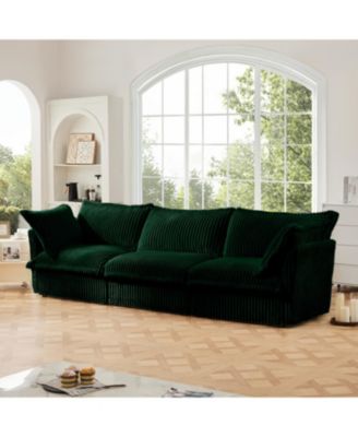 Streamdale Green Corduroy Slipcovered 3-Seater Sofa