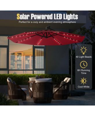 10 Ft Patio Umbrella Offset Cantilever Umbrella with 40 Solar Powered Lights