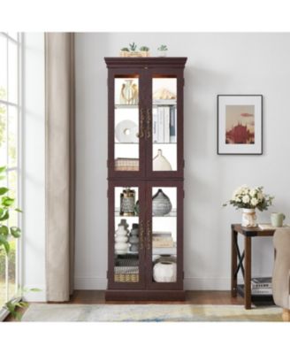 Lighted Glass Curio Cabinet for Display & Storage