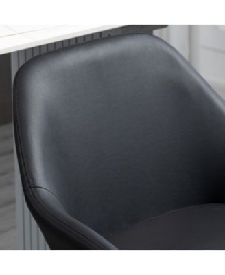 Adjustable Bar Stools, Swivel Counter Height Barstools with Footrest and Back, PU Leather and Steel Round Base, for Kitchen Counter and Dining Room, Set of 2, Black