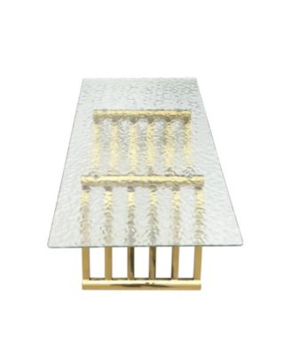  Gold Rectangle Stainless Steel Coffee Table with Glass Top