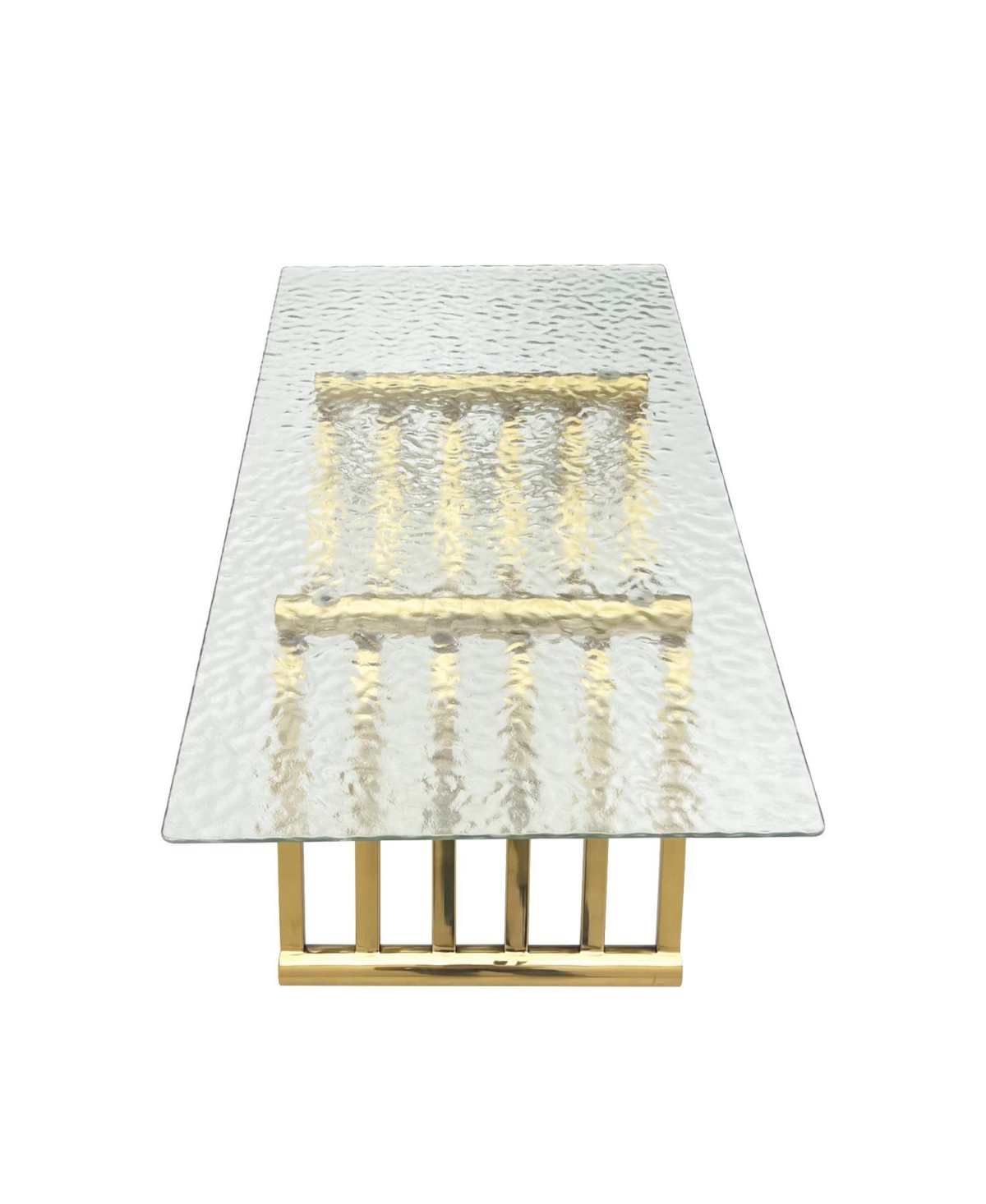 Streamdale Furniture Gold Rectangle Stainless Steel Coffee Table with Glass Top