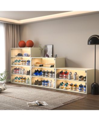 Pc. Particle Board Glass RGB LED Shoe Cabinet