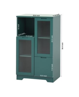 Glass Door Floor Cabinet 2 Shelves