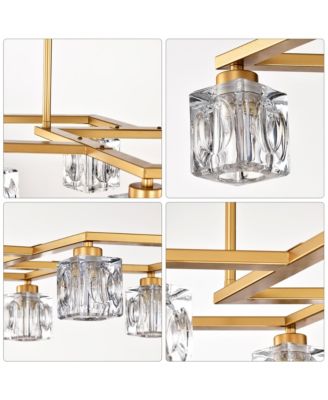 8-Light Crystal Chandelier with Matte Gold Finish, Ideal for Dining Rooms and Various Other Spaces