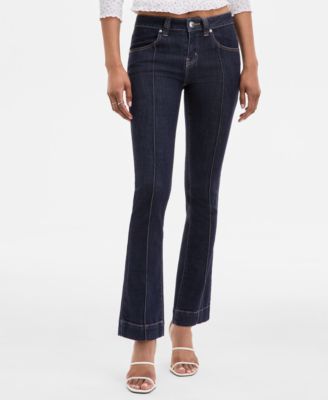 Juniors' Mid-Rise Pintuck Bootcut Jeans