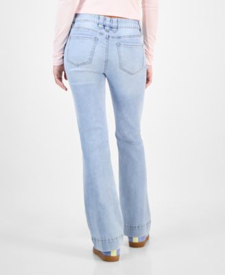 Juniors' Mid-Rise Pintuck Bootcut Jeans
