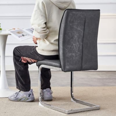 Arch Back Gray PU Dining Chairs - Set of 8