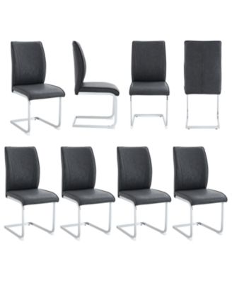 Arch Back Gray PU Dining Chairs - Set of 8