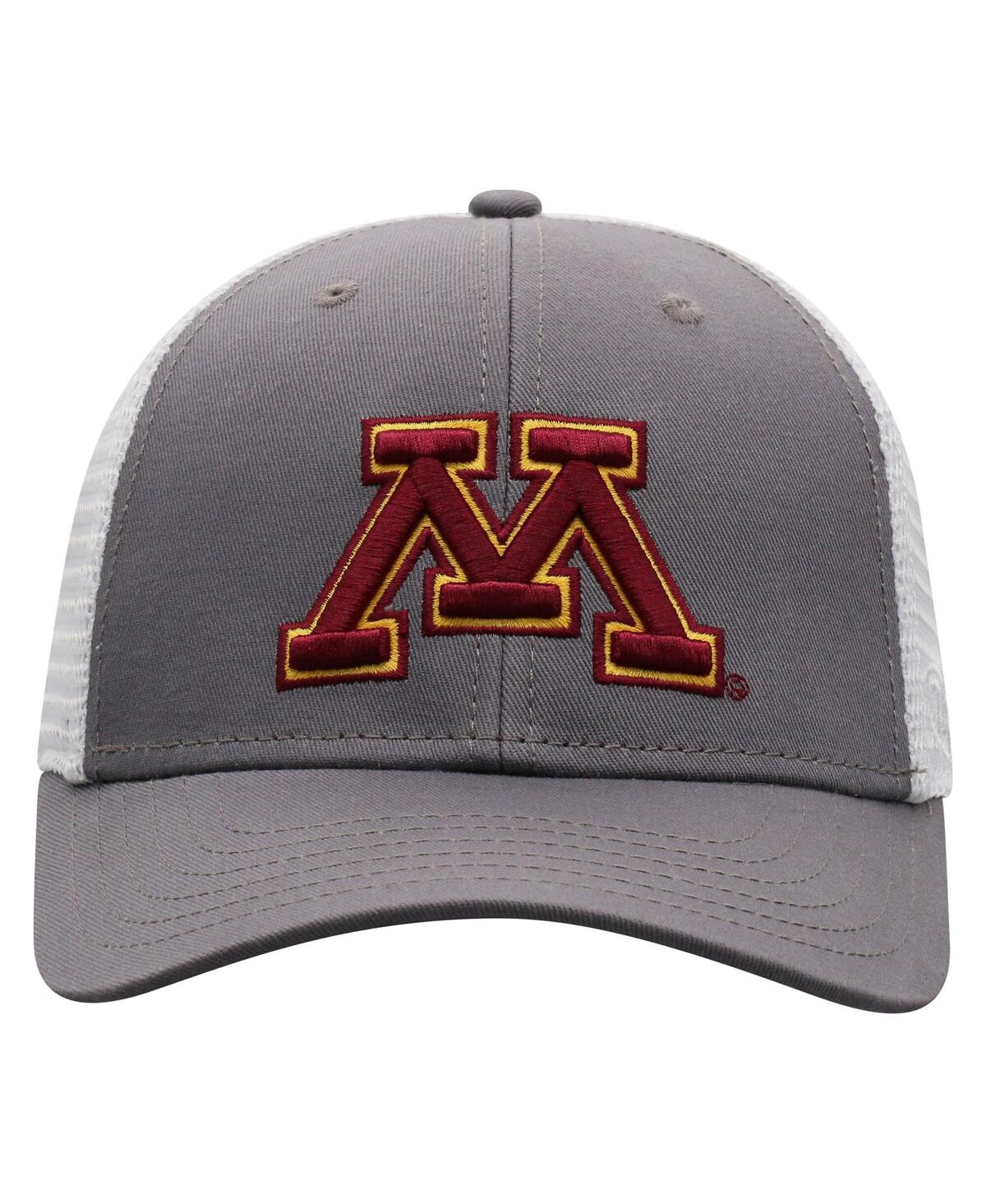 Top Of The World Men's Gray/white Minnesota Golden Gophers Victory Baseline Trucker Adjustable Hat