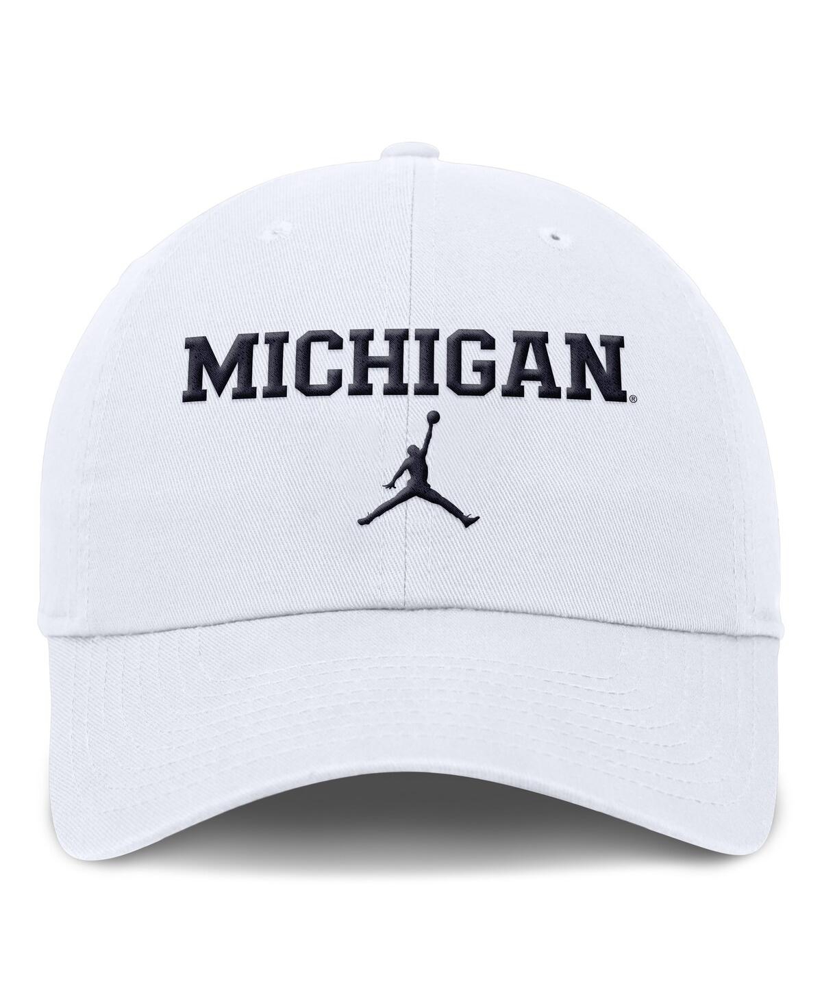 JORDAN MEN'S WHITE MICHIGAN WOLVERINES CLUB TRI-GLIDE ADJUSTABLE HAT 