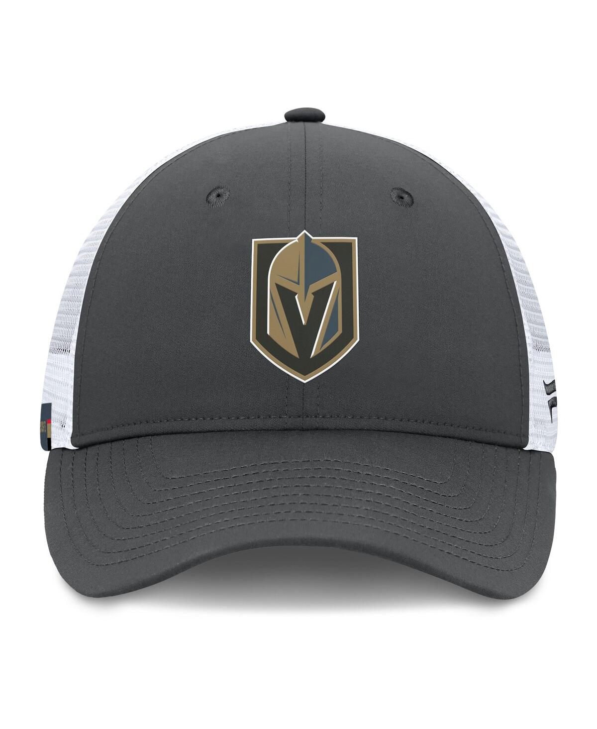 Fanatics Men's Gray/white Vegas Golden Knights Authentic Pro Simple Rink Trucker Adjustable Hat