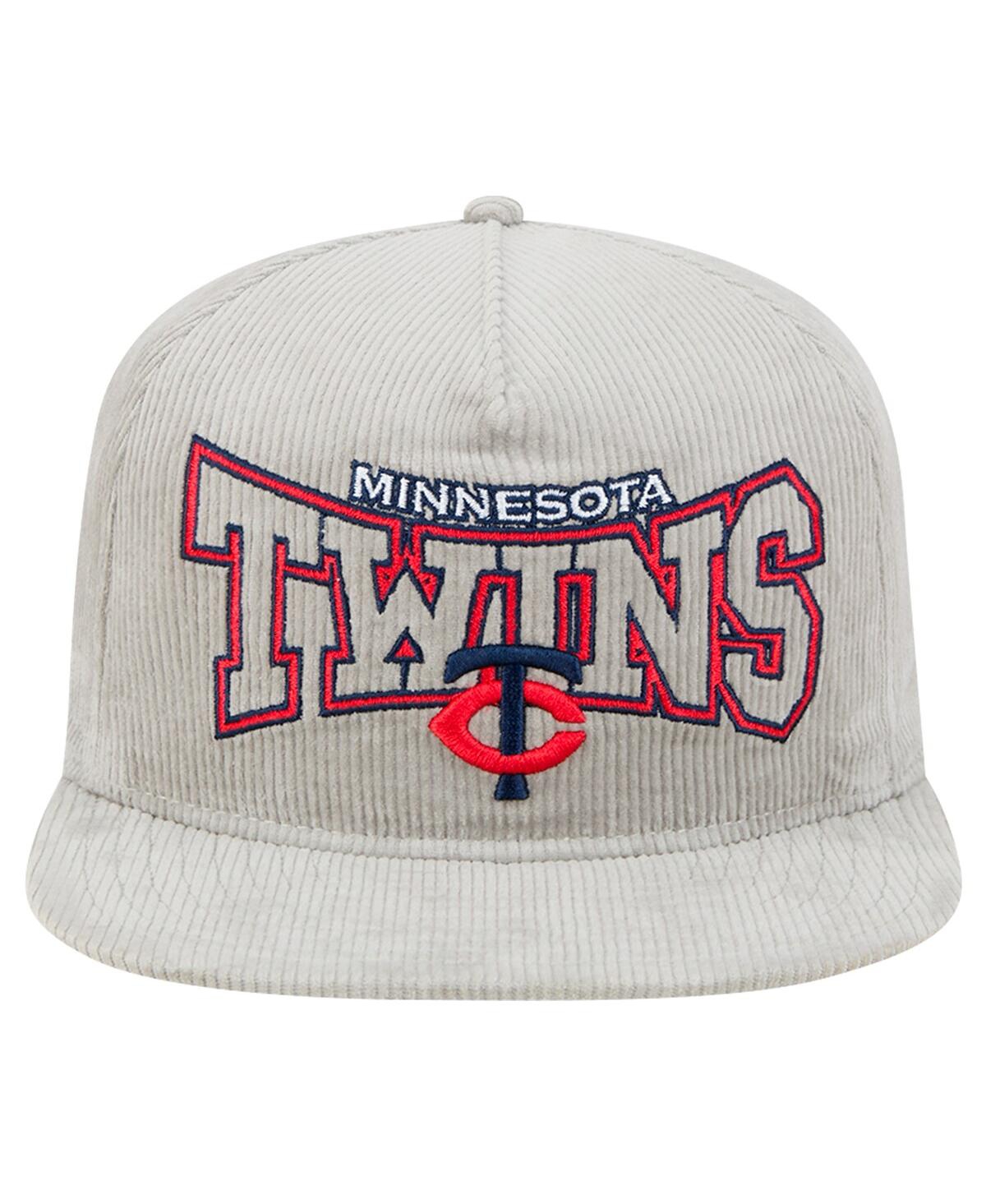NEW ERA MEN'S GRAY MINNESOTA TWINS CORDUROY GOLFER SNAPBACK HAT 