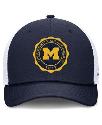 Men's Navy/White Michigan Wolverines Rise Trucker Adjustable Hat